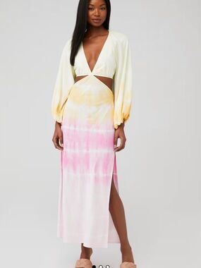 Jen's Pirate Booty Yellow & Pink Tie-Dye Cutout Maxi Dress